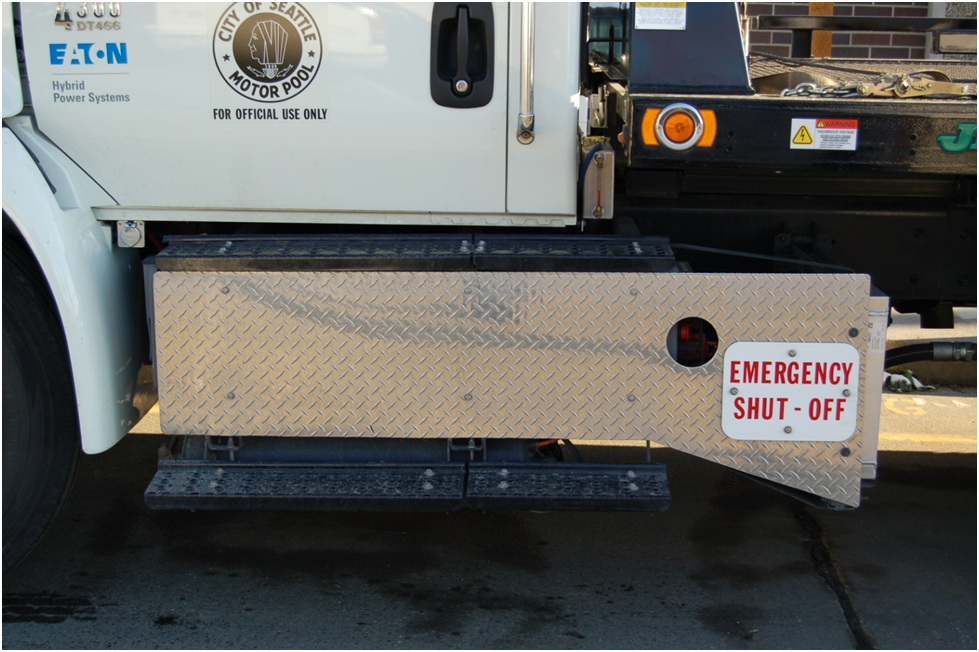 Hybrid truck shutdown button