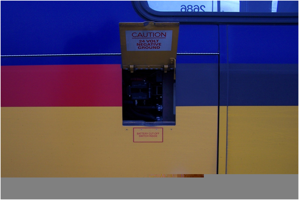 Example low-voltage disconnect switch on a New Flyer bus